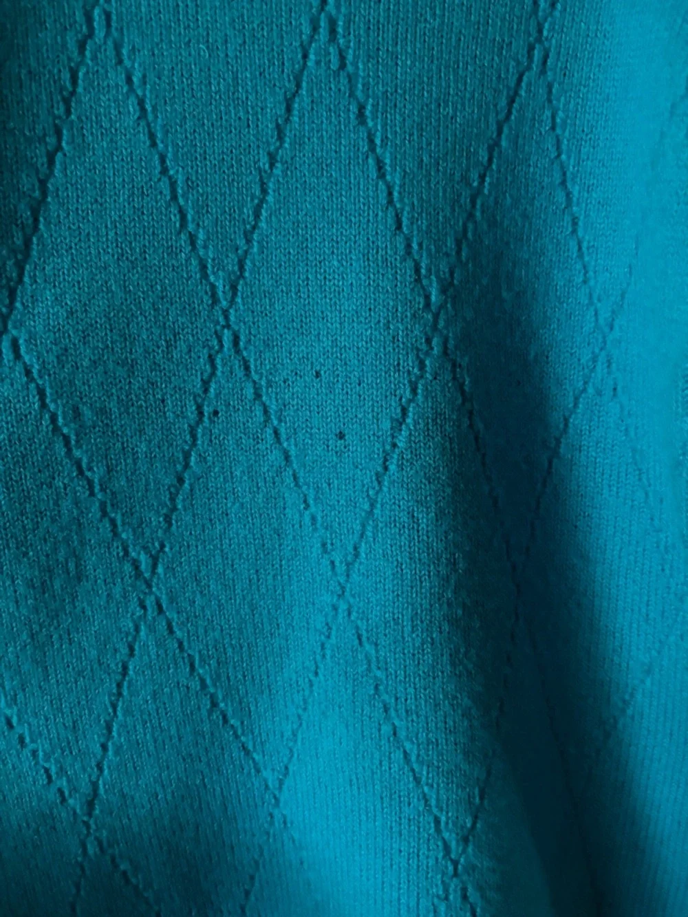 Vintage J Crew Blue Roll Neck Wool Sweater Diamond Print Size large